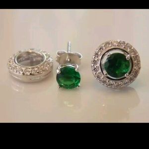Emerald green cubic zirconia earrings